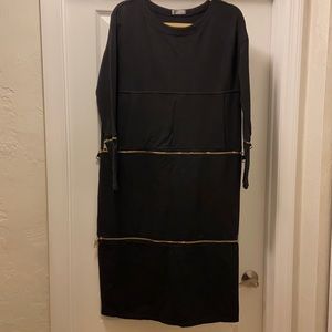 Long black dress with zippers